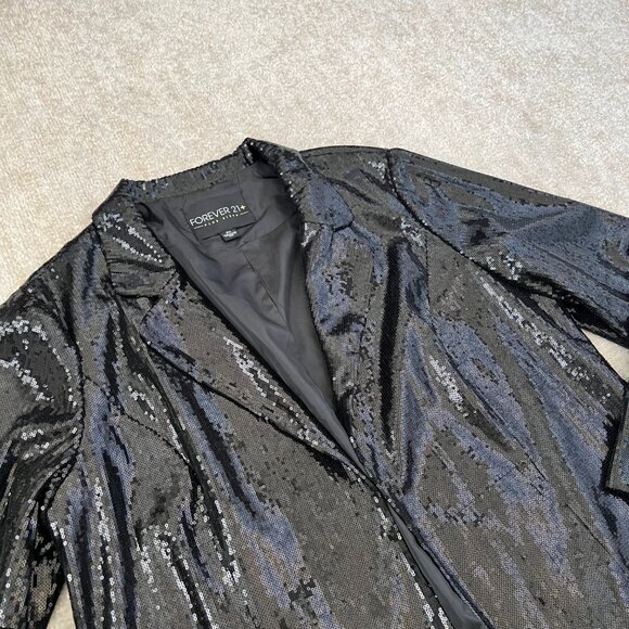 Forever 21 Plus Black Sequin Blazer Jacket 3X - Picture 3 of 8